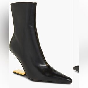 Sleek Black Leather Heeled Boots NWT